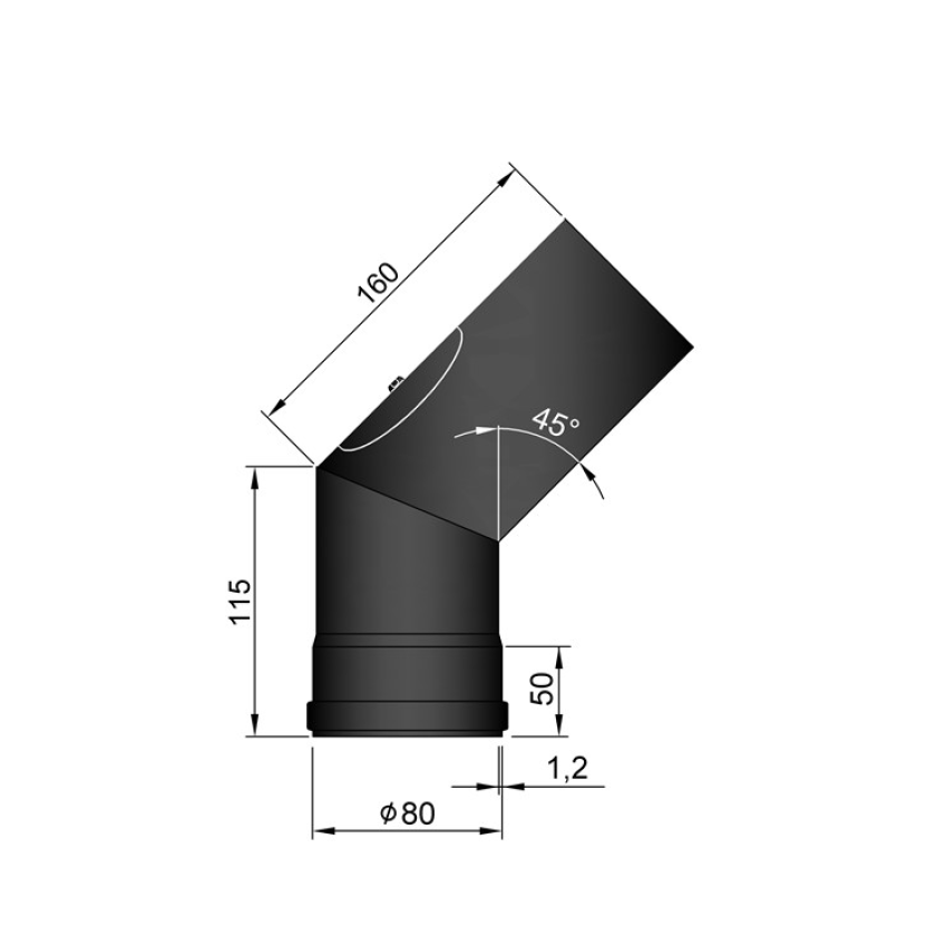 BØJNINGER MED RENSEKLAP 8 CM Ø