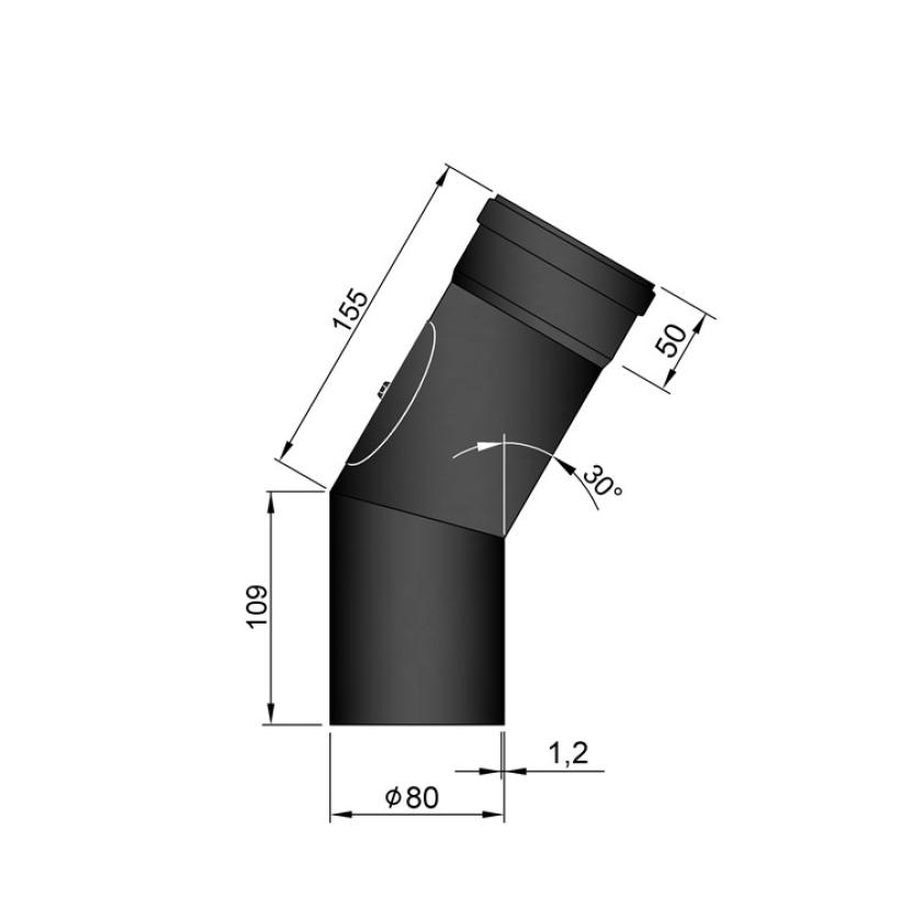 BØJNINGER MED RENSEKLAP 8 CM Ø